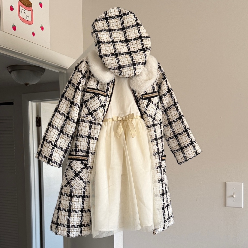 Stylish Kids Plaid Coat with Hat